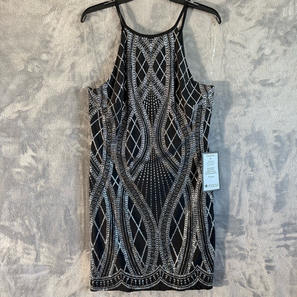 Speechless Dress Juniors 15 Black Silver Glitter Halter Bodycon NWT Holiday NYE - Picture 2 of 16